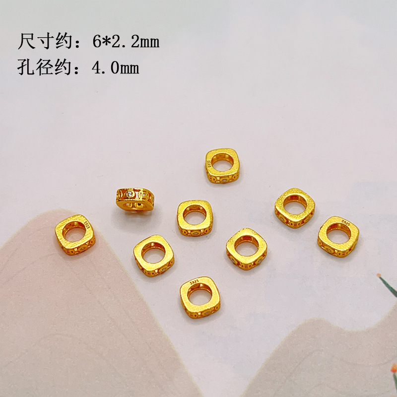 s925 silver gold-plated bow with diamond-studded flower ball, spacer beads, barrel beads, bracelet, necklace, DIY semi-finished accessories wholesale