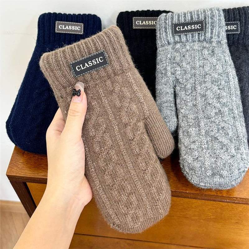 手套男冬季保暖防寒加绒加厚棉韩版潮流学生男生毛线包指连指秋冬