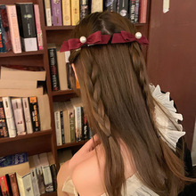 新年千金 韩国进口蝴蝶结珍珠气质发夹女复古优雅黑色发卡头饰
