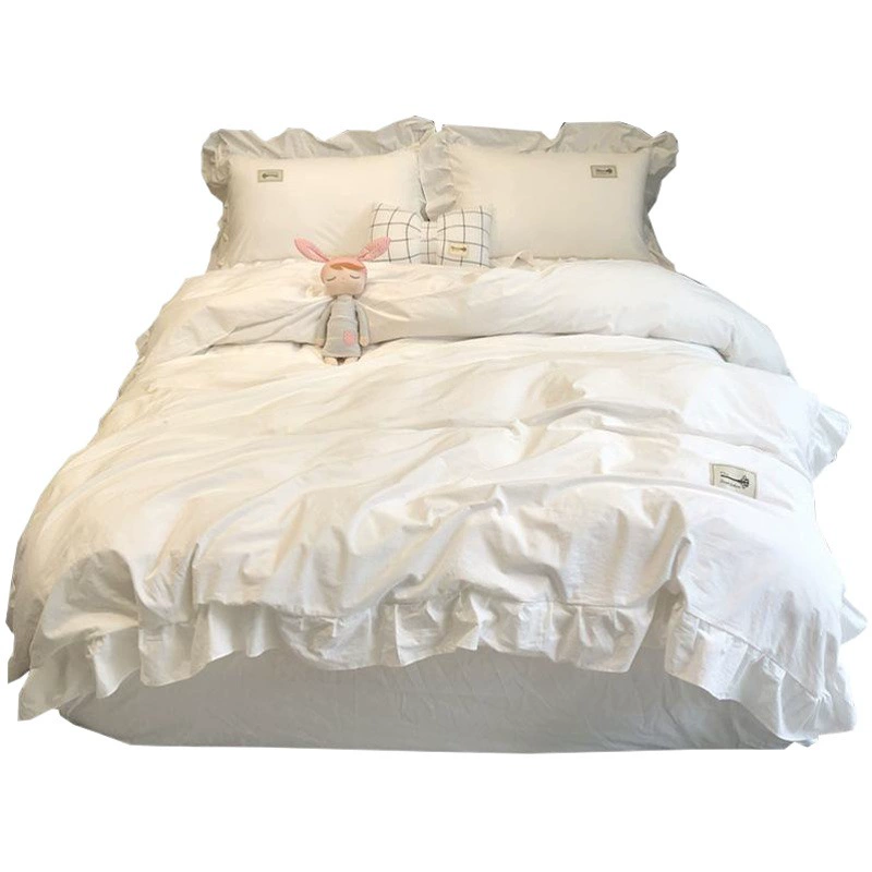 Хлопковая простыня, пододеяльник, комплект из четырех предметов, 100 хлопковых приятных для кожи постельных принадлежностей в скандинавском стиле, простой современный стиль интернет-знаменитостей для девочек