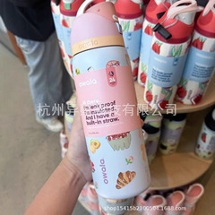 国境を越えて人気のオワラ二重真空フルーツカップスポーツウォーターボトル魔法瓶カップ学生大容量ストローウォーターカップ