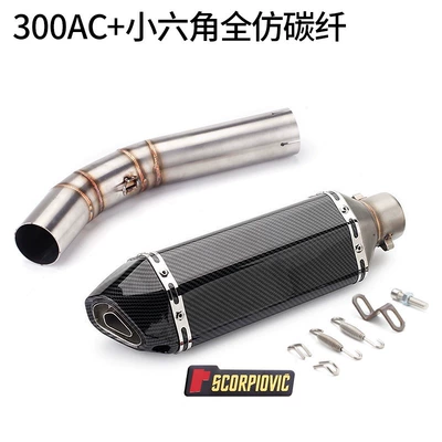 Motorcycle modification Wuji 300AC Motorcycle exhaust pipe - 300ac-small-hexagon-full-imitation-carbon-fiber