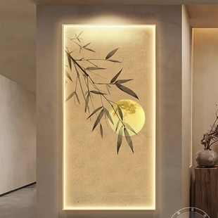 新中式玄关装饰画带灯宋代美学竹子画客厅挂画禅意高级感走廊壁画-阿里巴巴