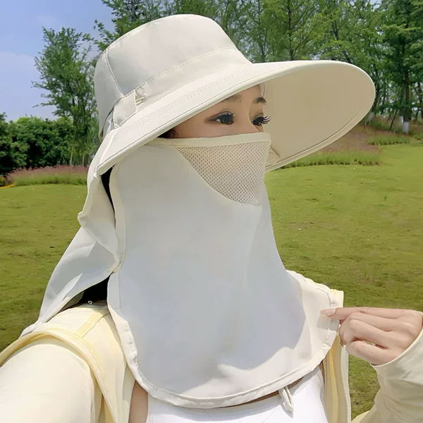 Outdoor Hooded Shawl, Breathable Face-Covering Sun Protection Mask, Neck Protection Sun Hat, Integrated Sun Hat, Uv Protection, Summer