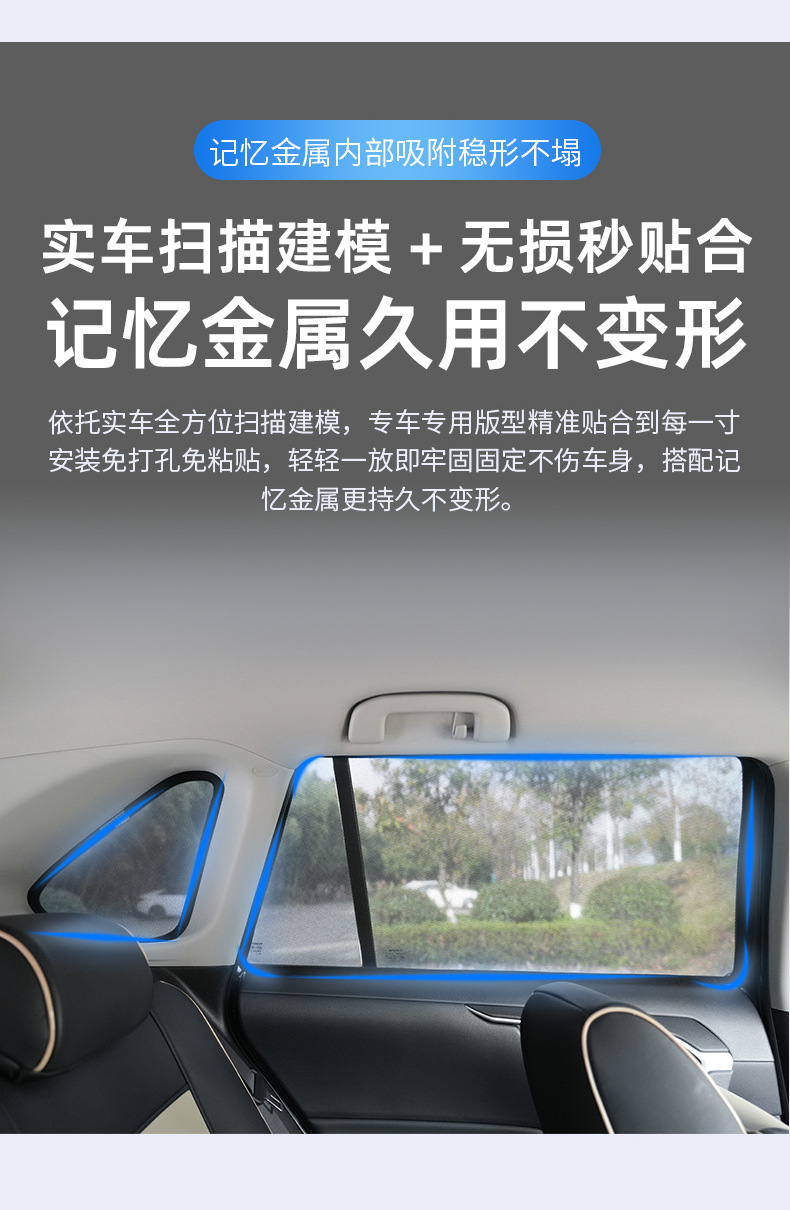 Suitable for Tesla Model Y/S/X/3/Yl New Version 3/Y Side Window Sun Protection Magnetic Heat-Insulating Sunshade Curtain