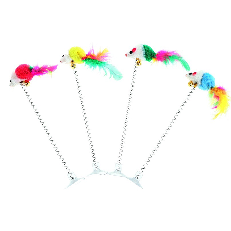 Haqi gato juguete fábrica swing ratón colorido lechón primavera ratón divertido gato palo con campana gato juguete