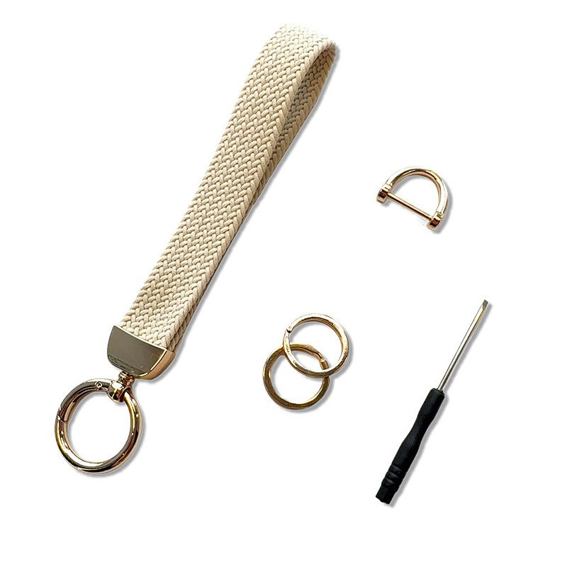 Cross-Border New Product Colorful Nylon Elastic Woven Keychain Wrist Strap Amazon New Mobile Phone Wrist Strap