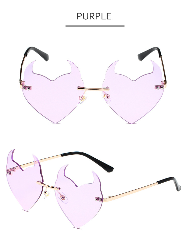 Men's Sunglasses Little Devil Frameless Sunglasses Funny Catwalk Style Unisex Cartoon Cute Metal Glasses_voghion.com