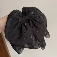 韩版雪纺蝴蝶结抓夹女高级感后脑勺马尾发卡气质半扎发夹百搭头饰
