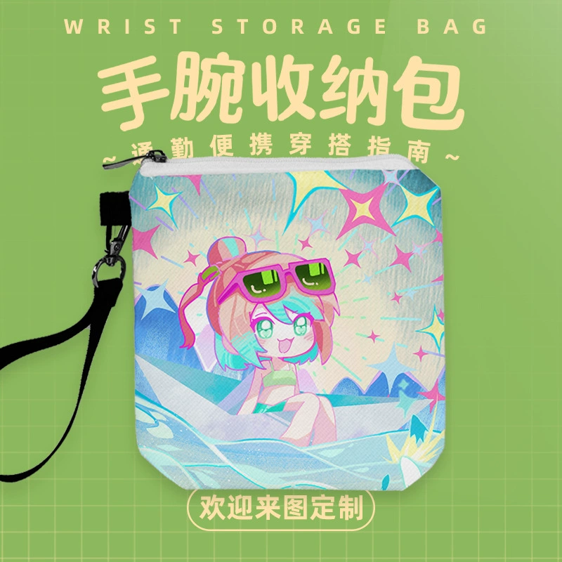 Сумка для хранения мобильного телефона для студентов, жаккардовая холщовая сумка на запястье, мультяшная двумерная ручная сумка для девочек, оптовая продажа
