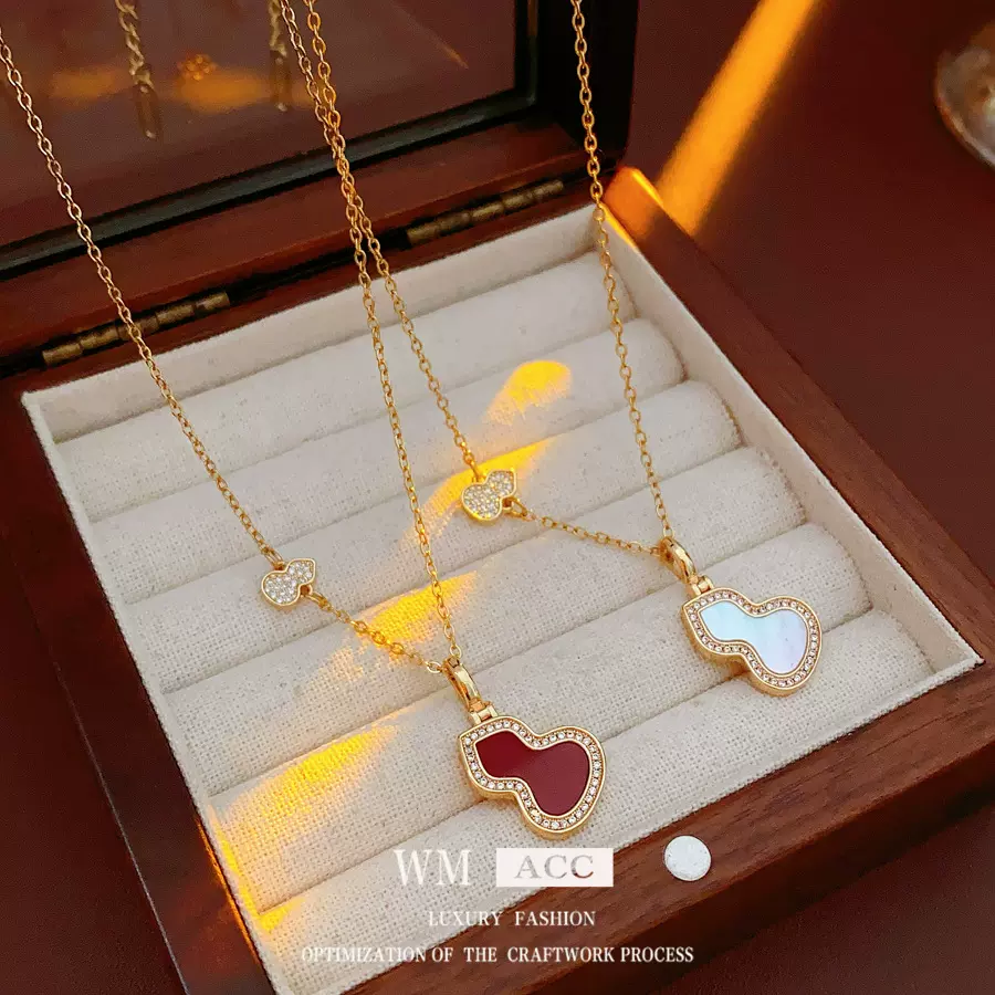 钛钢不锈钢葫芦吊坠项链新中式国潮复古锁骨链百搭高级感时尚项饰