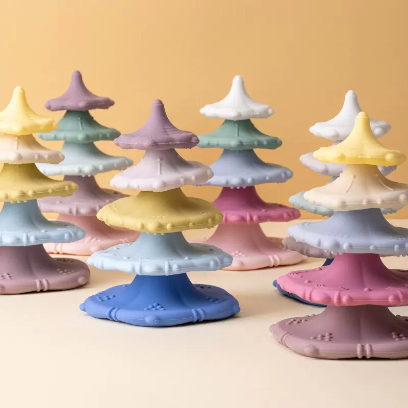 食品级硅胶锻炼手眼协调分辨物体大小启发思维牵牛花牙胶叠叠乐