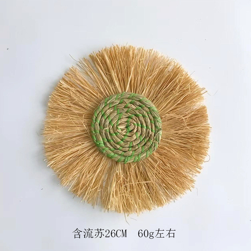 술이 달린 초가 매달린 장식 녹색 26CM 약 60g