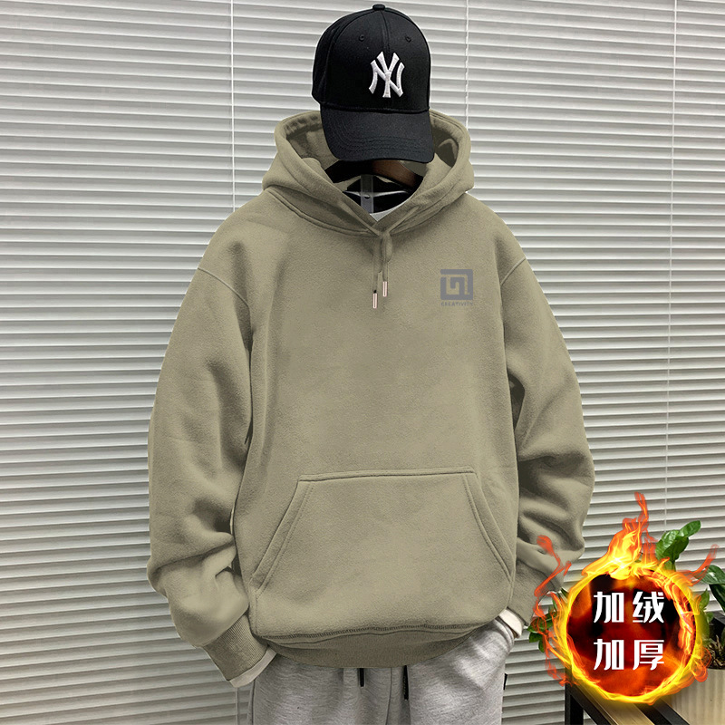 Avena gris sudadera con capuz más vello - 2892