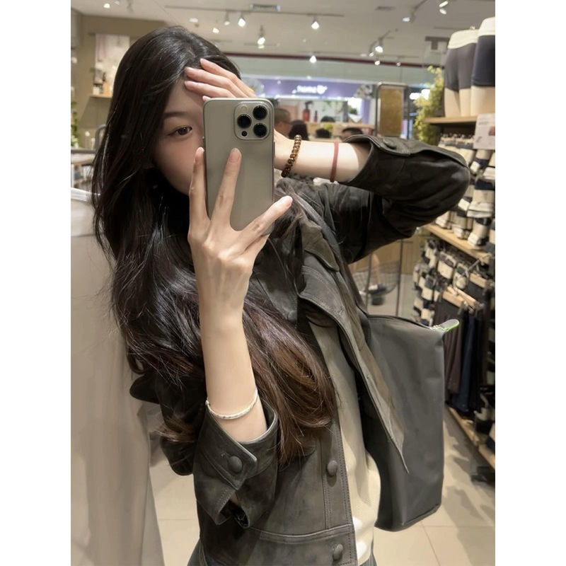 美式复古咖色短款麂皮外套女2025秋季新款高级感休闲百搭夹克上衣|undefined
