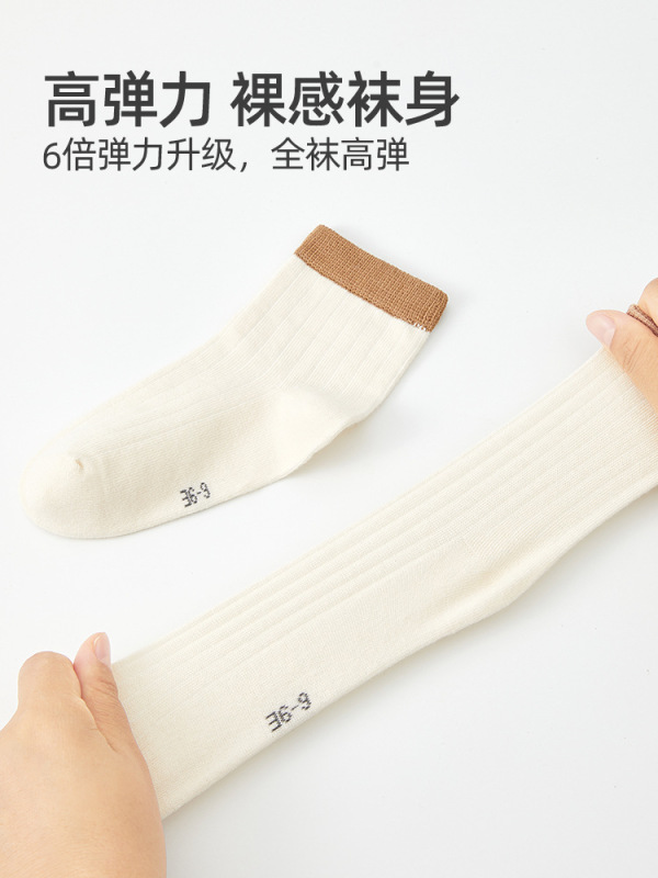六指鼠批发无骨儿童袜子春秋冬季纯棉薄款女童百棉袜中大童中筒袜|undefined