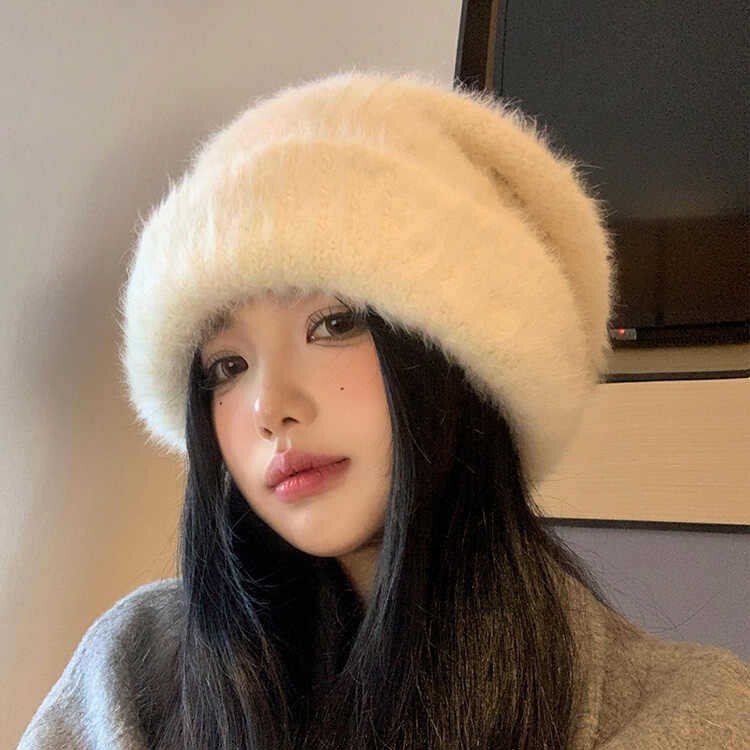 大头围时尚百搭针织毛线帽秋冬季帽子女款韩版冷帽加绒保暖包头帽|undefined