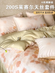 Summer Class a Lyocell Tencel Quilt Cover Single Piece 150X200X230 High-End Ice Silk Smooth Naked Sleeping Quilt Cover Bed Sheets
