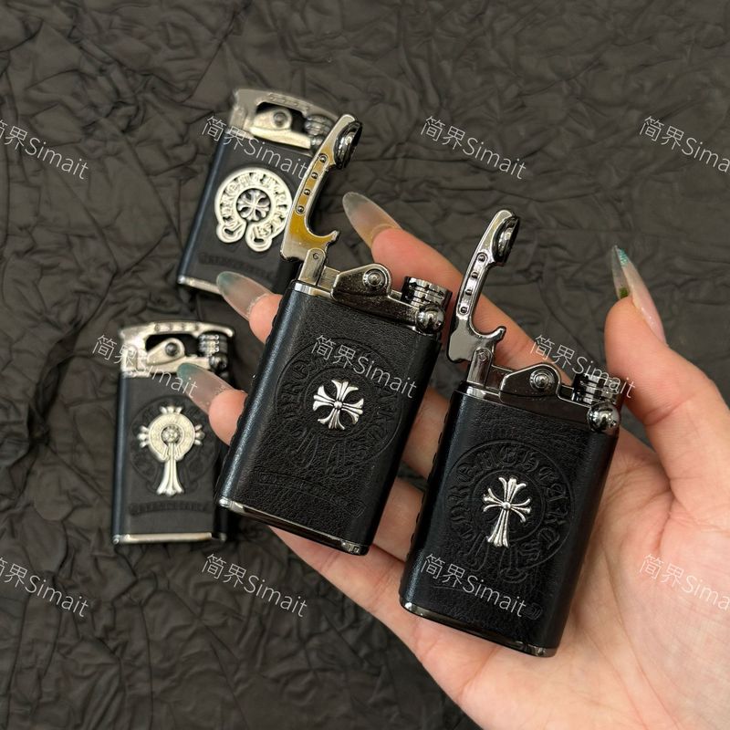 网红创意克罗之心高级轻奢皮纹直冲打火机充气送男友礼物支持密文|undefined