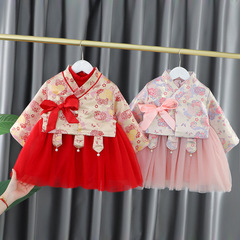 直播供貨2023新款洋氣新年加厚拜年服女寶寶冬款喜慶棉服外貿批發