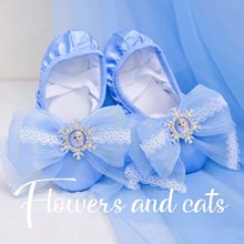【Flowers and cats】爱莎公主舞蹈鞋女软底古典儿童艾莎跳舞鞋蓝
