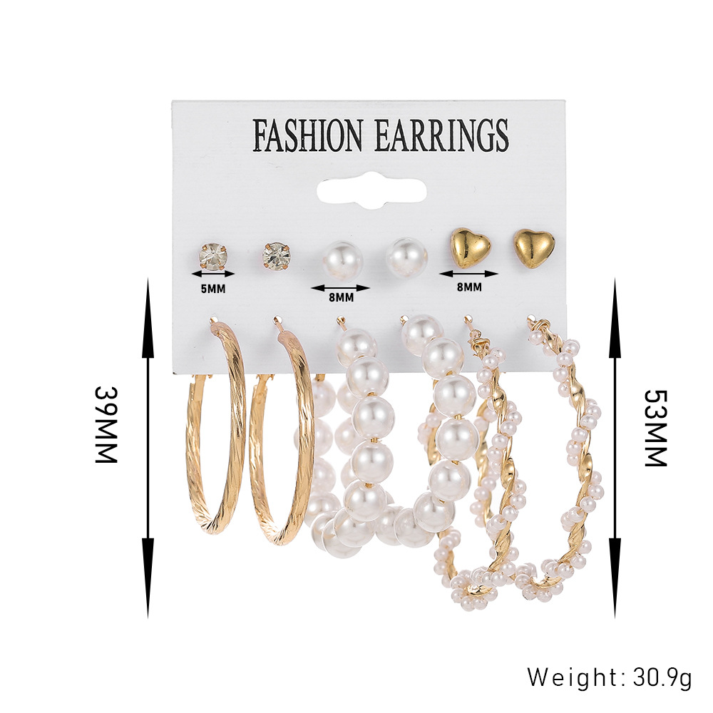 Fashion Round Heart Shape Alloy Plating Inlay Rhinestones Pearl Womenu0027S Earrings 1 Set