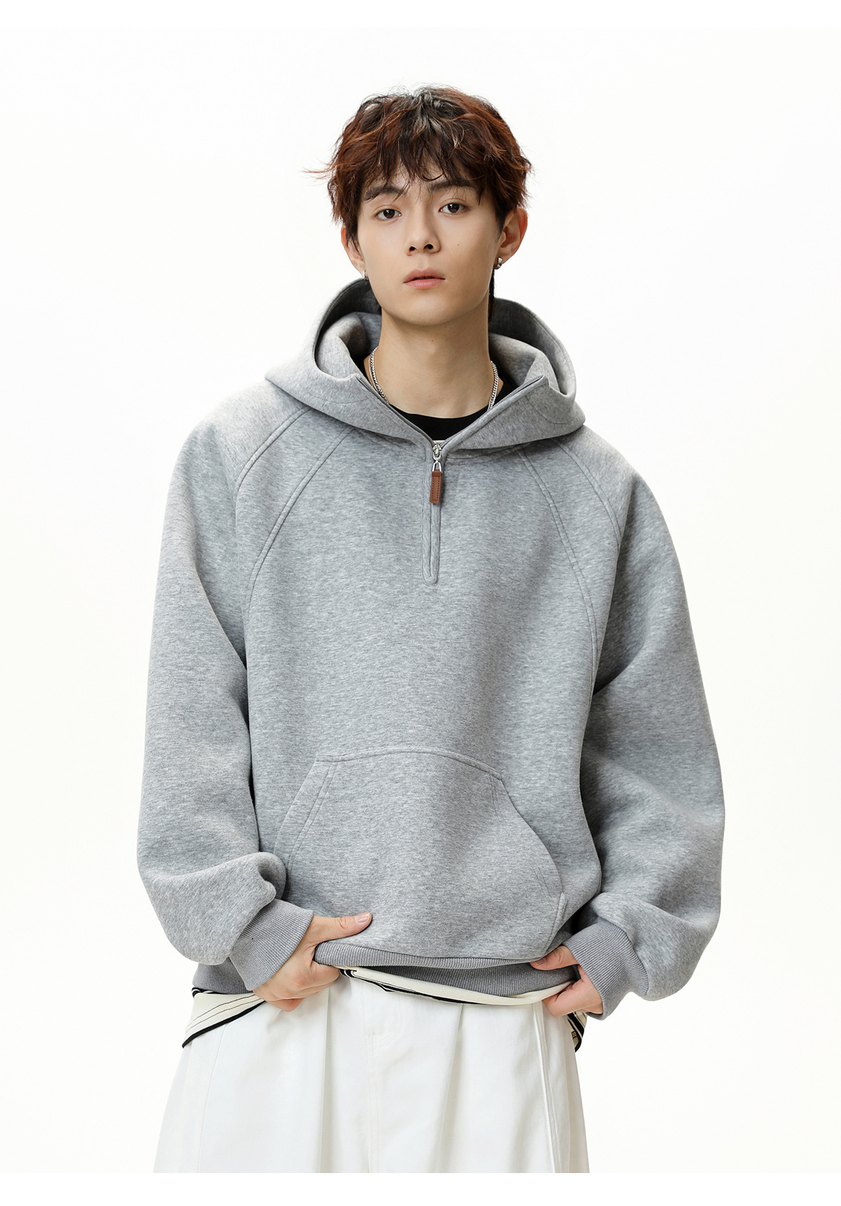 Schwerer Herren Hoodie Mit Half-zip Für Herbst Und Winter_voghion.com