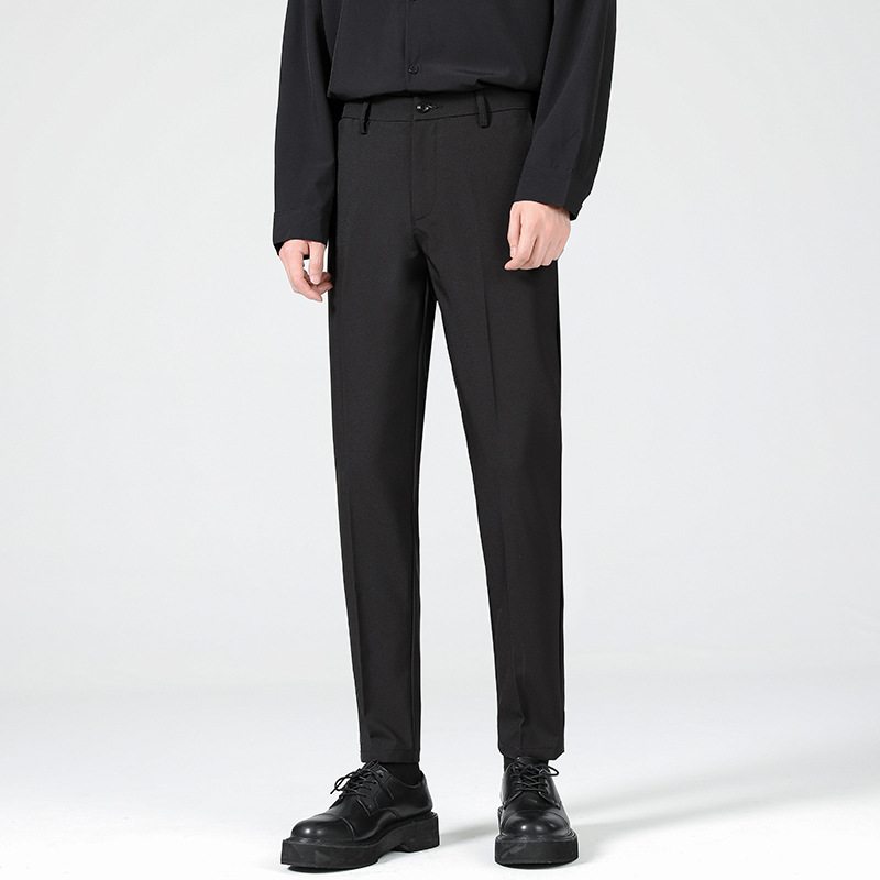 LKTM ropa de hombre # pantalones de traje engrosados forrados con forro polar estilo coreano SLIM-Fit rectos desplegables pantalones casuales de traje pequeño image 4