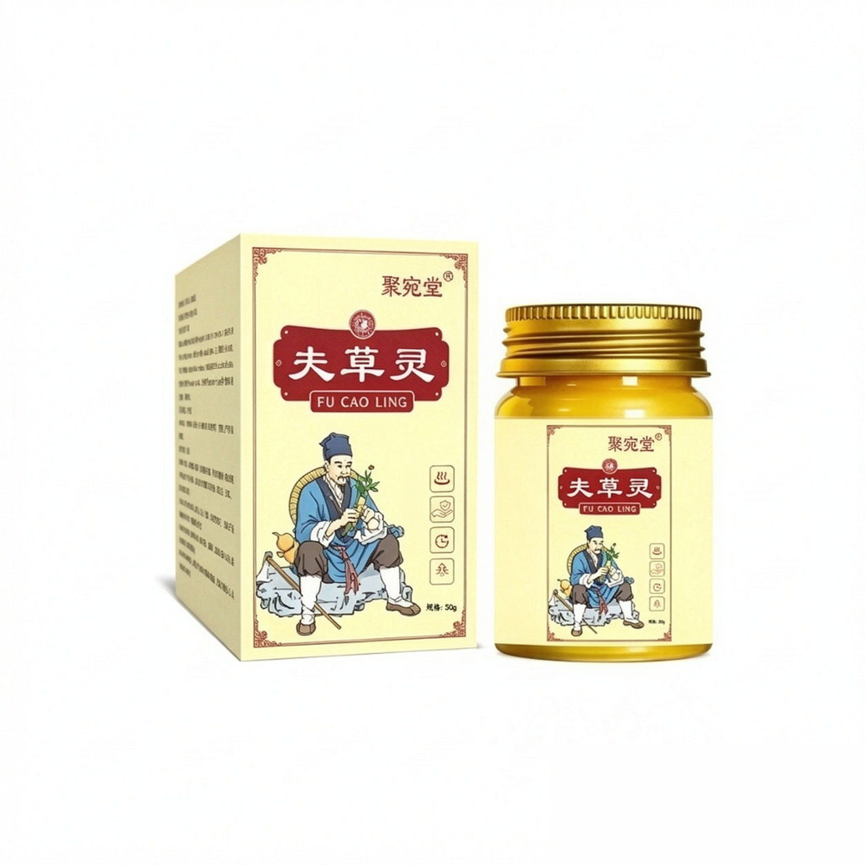 Juwantang Fucao Ling Herbal Massage Balm 50g External Use Soothing Topical Care in use