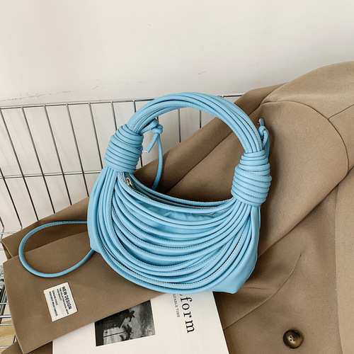 Cross-border personalized ramen knotted bag for women  spring new shoulder bag hand-woven noodles hand bag for women