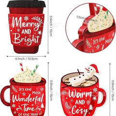 かわいいクリスマスホットココア装飾ティーカップ木製装飾品レストランキャビネット装飾テーブルセンターピース装飾品