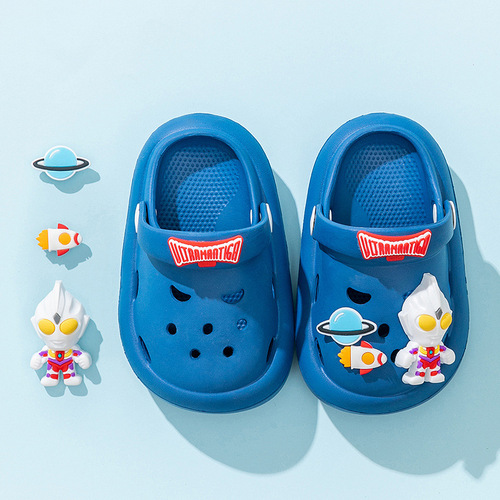 Ultraman Dika children's hole shoes cute boys cartoon non-slip soft bottom home garden shoes baby sandals and slippers