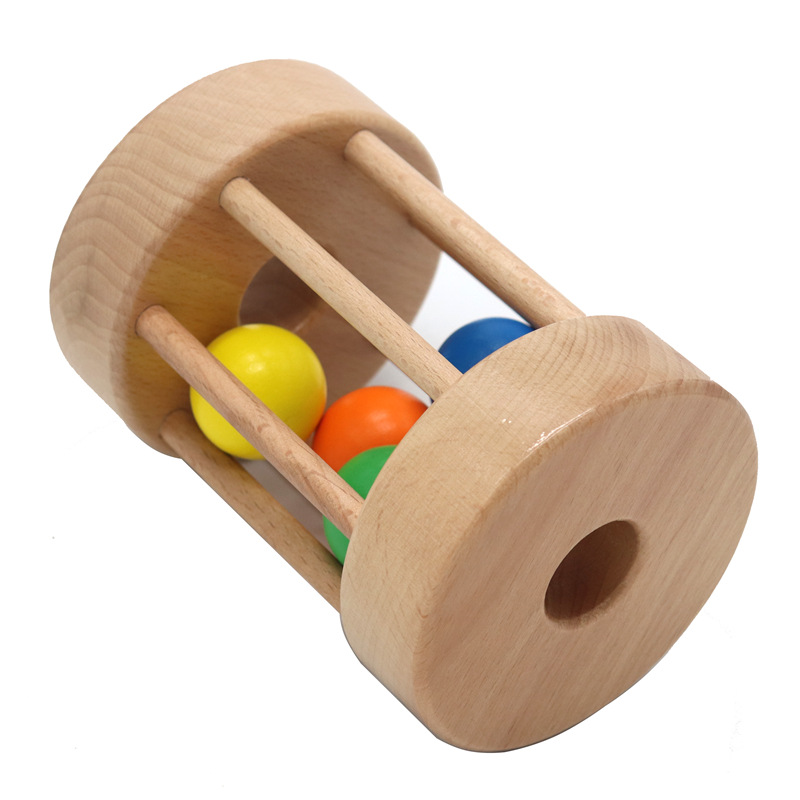 Montessori Early Childhood Teaching Aids Rolling Drum Baby Logical Thinking Hand-eye Coordination Training Toy Wooden Puzzle