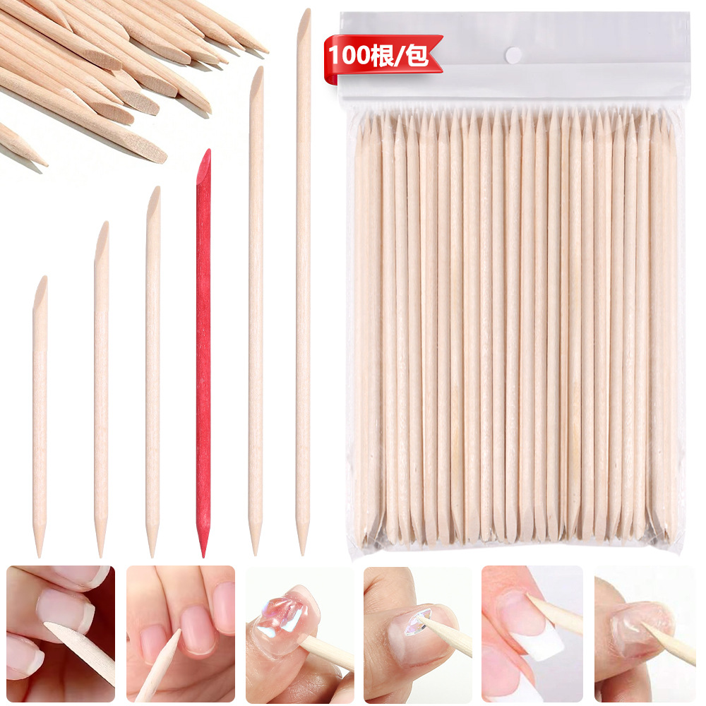 Herramientas de manicura para usar uñas naranja punta de perforación 100 piezas de eliminación de la piel limpia esmalte de uñas madera de 9.5cm al por mayor