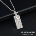 Full rhinestone long perfume bottle + 3.0*70cm pearl chain