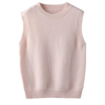 新款儿童圆领100%全羊毛马甲宽松套头毛衣男女童V领叠穿无袖毛衣