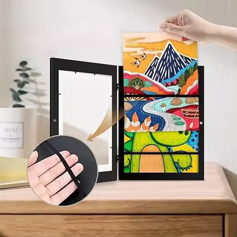 Cross-Border Kids Art Frames Kidsren's Art Frame Kidsren's Flip Oil Painting Storage Box Picture Frame