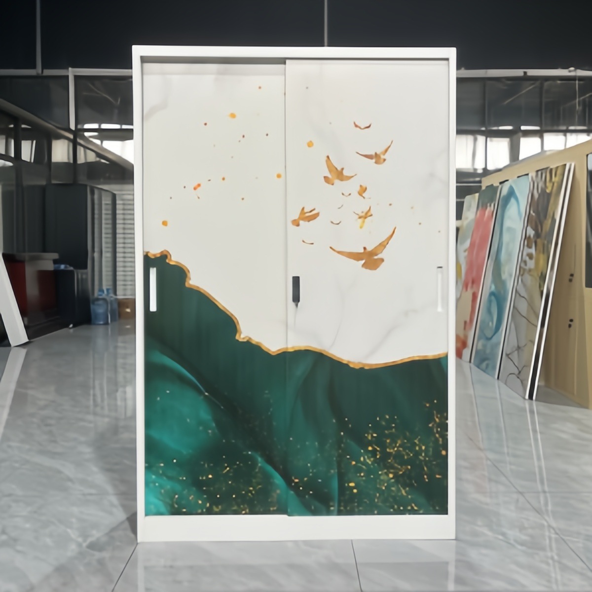 Comercio exterior transfronterizo engrosado armario de impresión de acero doméstico deslizante armario de puerta corredera dormitorio de niños armario personalizado image 10