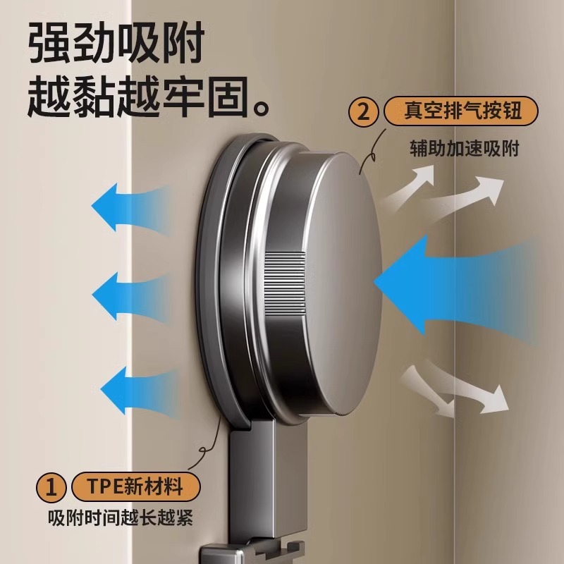 ventosa puerta detrás del gancho no perforar agujeros viscose fuerte baños pared colgando pistola en el hogar colgante de ropa gris almacenamiento estante