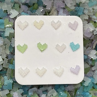 Sugar Lace Heart Pure Color Colorful Fantasy Electroplating Heart Peach Heart Manicure Wearable Nail Earrings Mobile Phone Case Handmade
