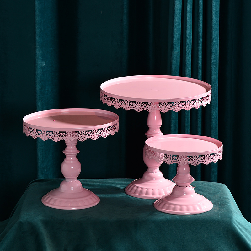 Nordic cristal tarde té bandeja de mesa de postre decoración de la torta estante de la torta de boda Placa de hierro merienda rack