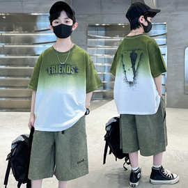 巴拉巴拉男童夏装渐变T恤上衣2025新款中大童男孩夏季百搭宽松短