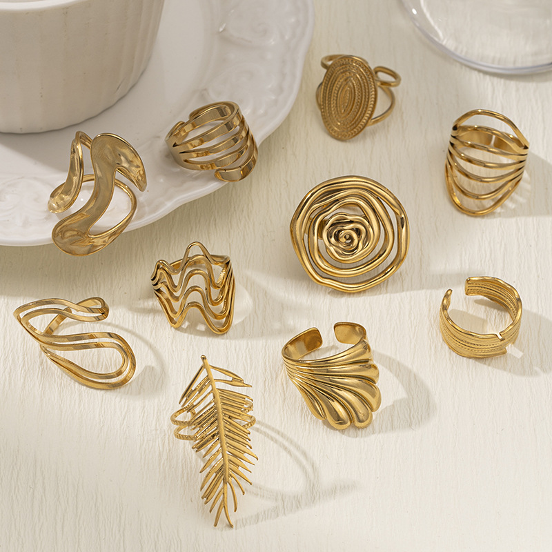 Anillo explosivo de acero inoxidable transfronterizo de Tena Mujer Amazonas Estilo ins Personalidad Todo fósforo Anillo de acero de titanio de oro de 18k ring