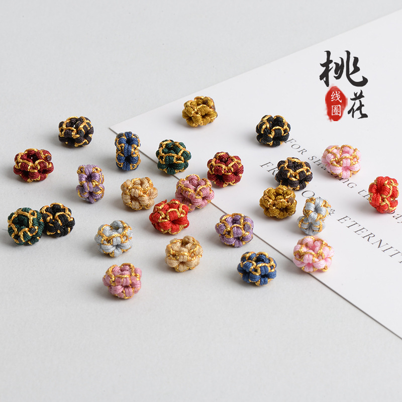 Hand-Woven Peach Blossom Knot Coil Bracelet DIY Jewelry Accessories Buckle Red String Bracelet Cord Spacer Accessories Wholesale