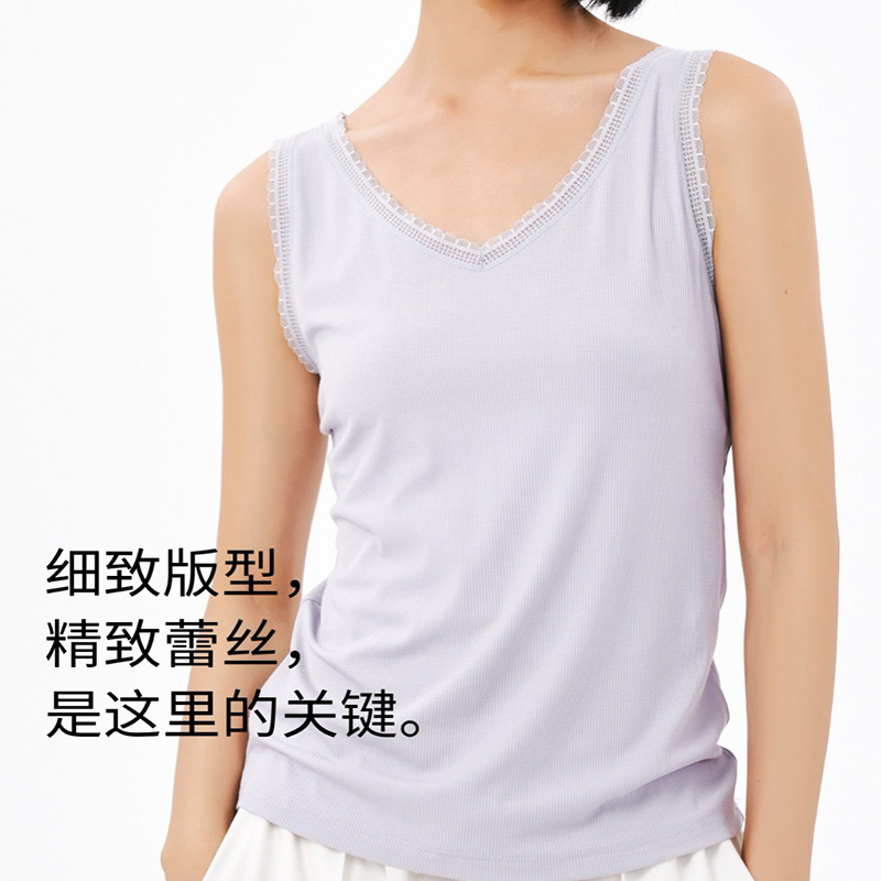 Round Neck Vest 1587 V-Neck 2*2 Ribbed Cotton Edge Basic Model Meina Shudan Round Neck Vest 1587 V-Neck 2*2 Ribbed Cotton Edge Basic Model Meina Shudan