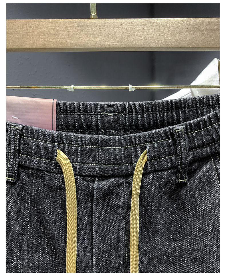 Trendy brand hot selling jeans for men in spring autumn  2024, blue and gray drawstring slim fit small leg pants, men's_senzul.com