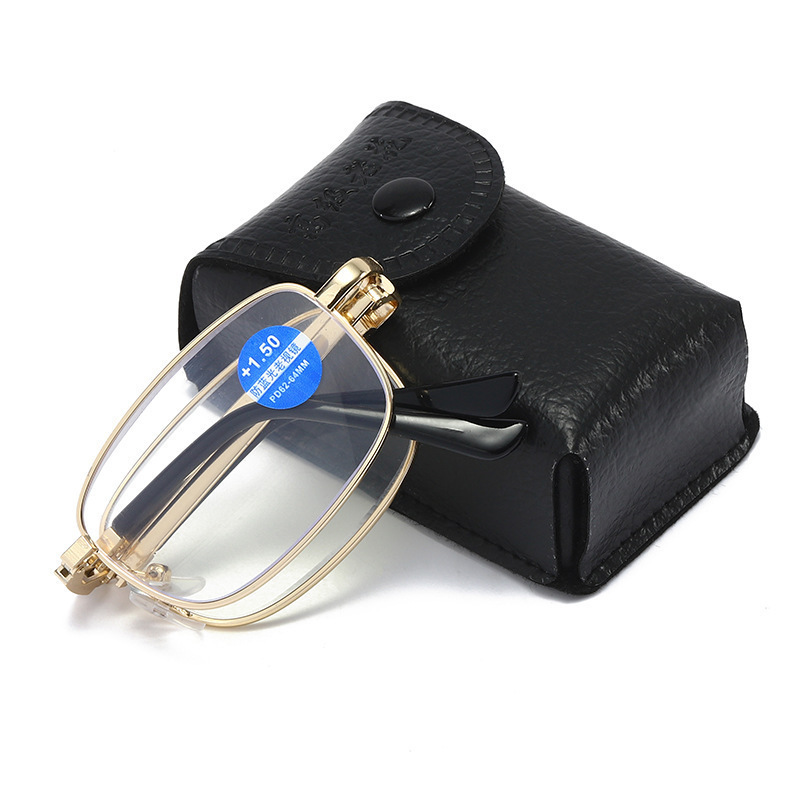 Portable Exquisite Unisex Full Frame Light Body Elegant silver Flower Goggles Metal Frame Portable Box Folding Old Sight 2