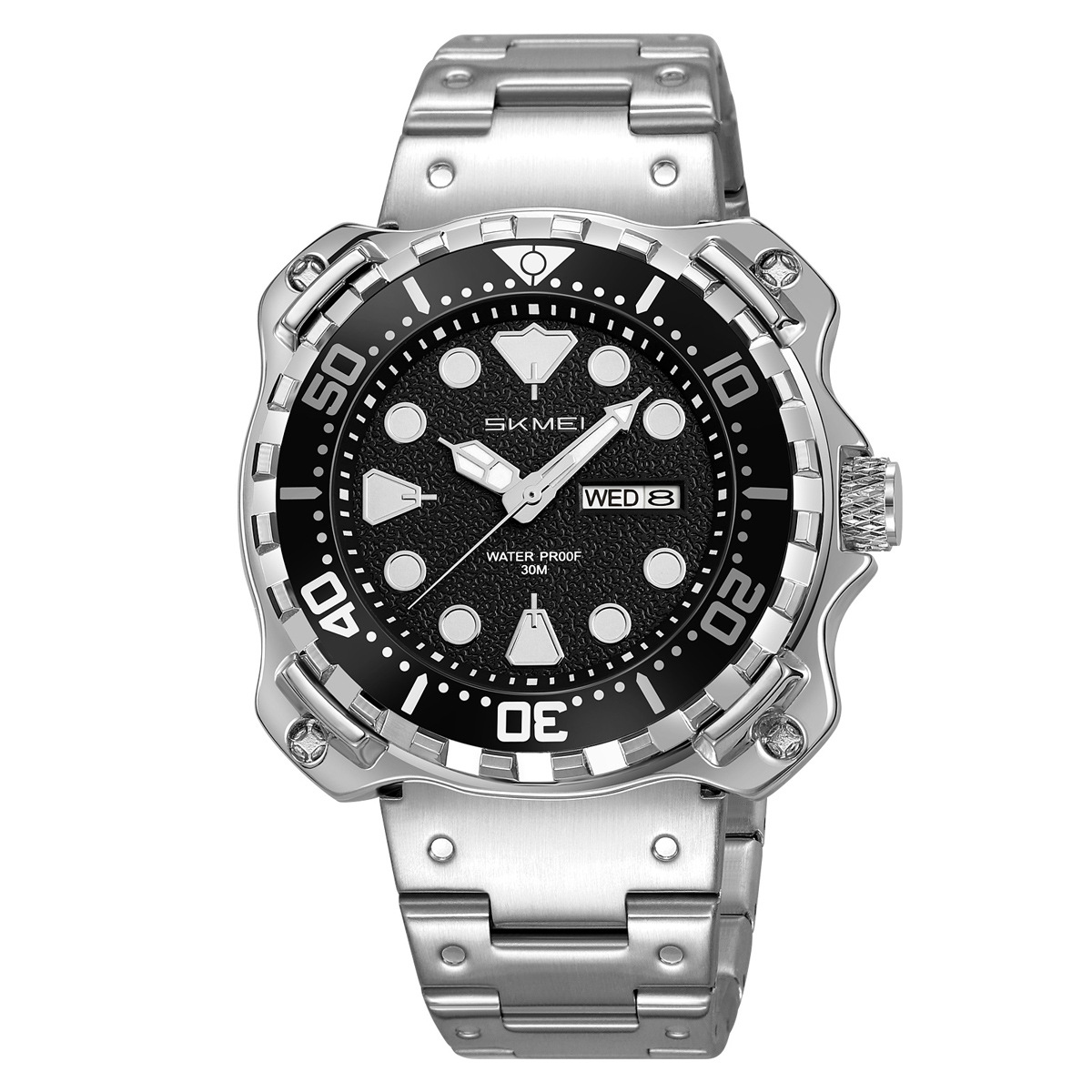 Reloj de hombre de acero impermeable doble calendario hombre reloj de negocios comercio exterior al por mayor fábrica de fuente personalizada