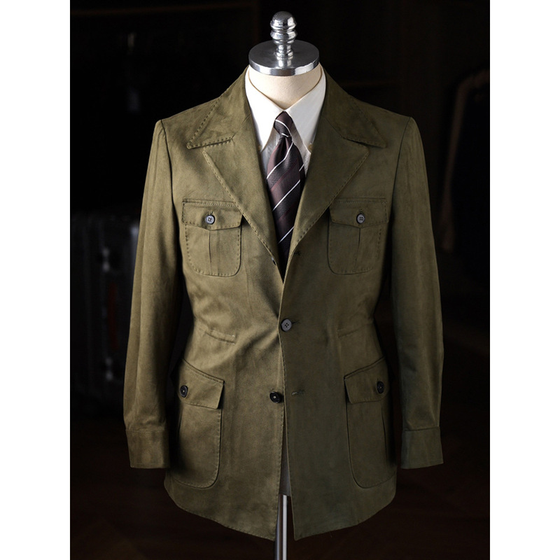 [Ruishen Clothing] Men's Vintage Suede Jacket Fashion Casual Italian Slim Fit Trend Godfather Safari
