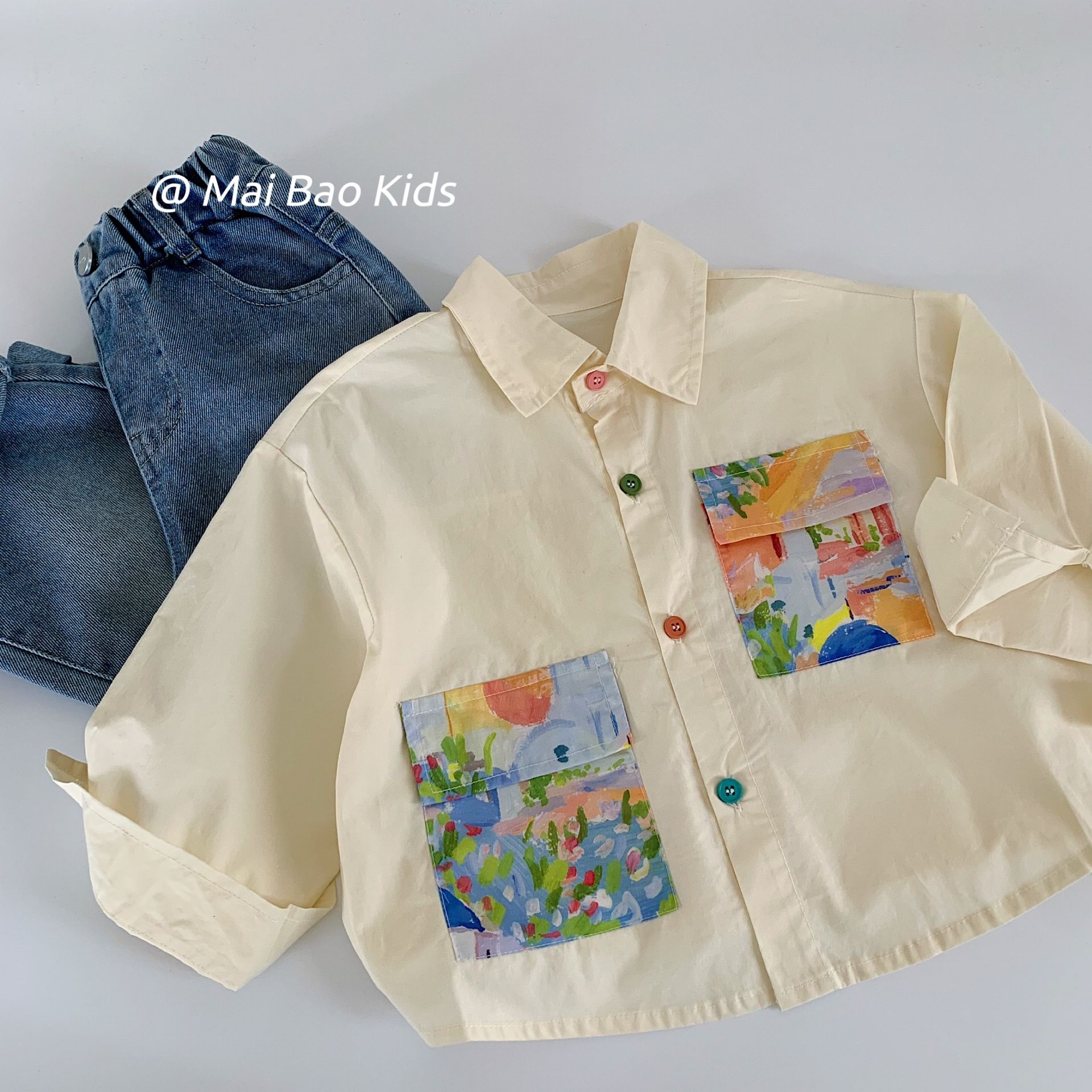 Camisas para niños Mai Bao 2025, otoño nuevo estilo para niños y niñas, camisas de etiqueta extranjera, ropa de otoño para bebés, ropa interior para niños